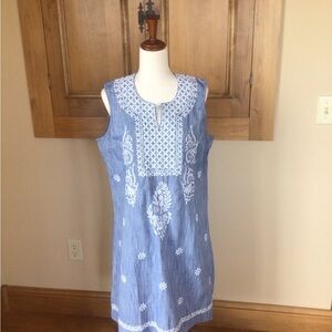 NorthStyle Blue Dress with White Embroidery